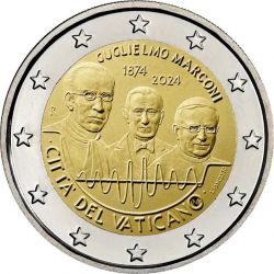 2 Euro Gedenkmnze Vatikan 2024150. Geburtstag von Guglielmo Marconi