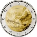 2 Euro Gedenkmnze Andorra 2024 100 Jahre Skisport in Andorra